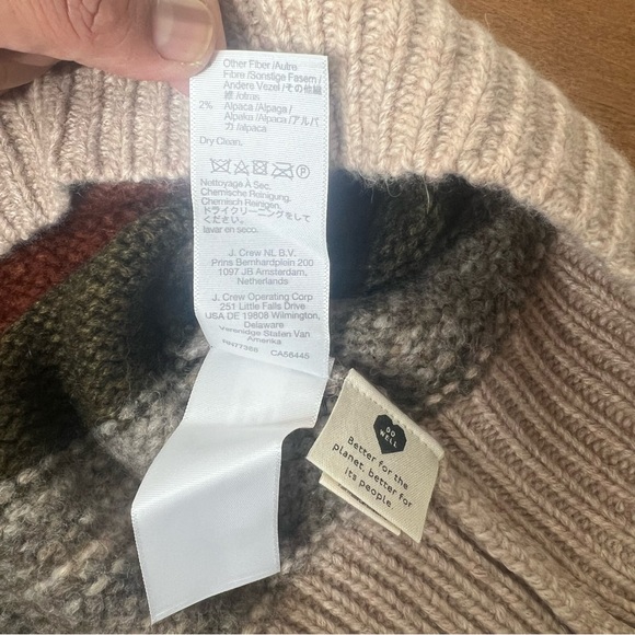 New Madewell Deacon Cableknit Mockneck Sweater in Stripe Wool Blend Size Large - Picture 8 of 9